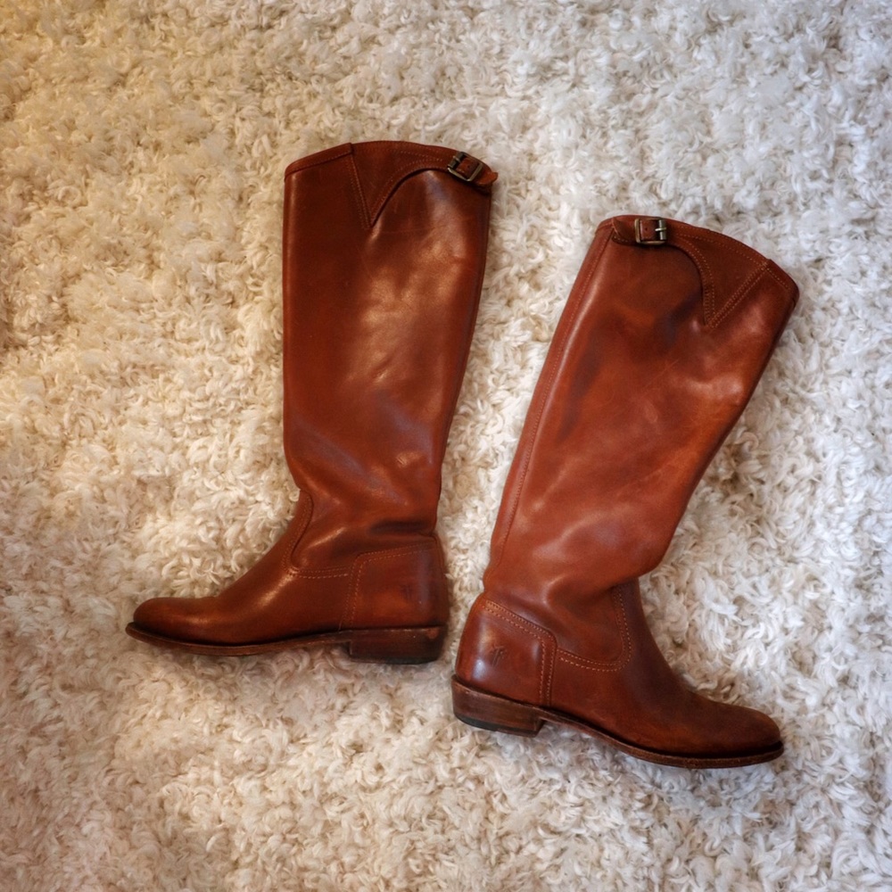 Frye Dorado Riding Boots Brown Cognac